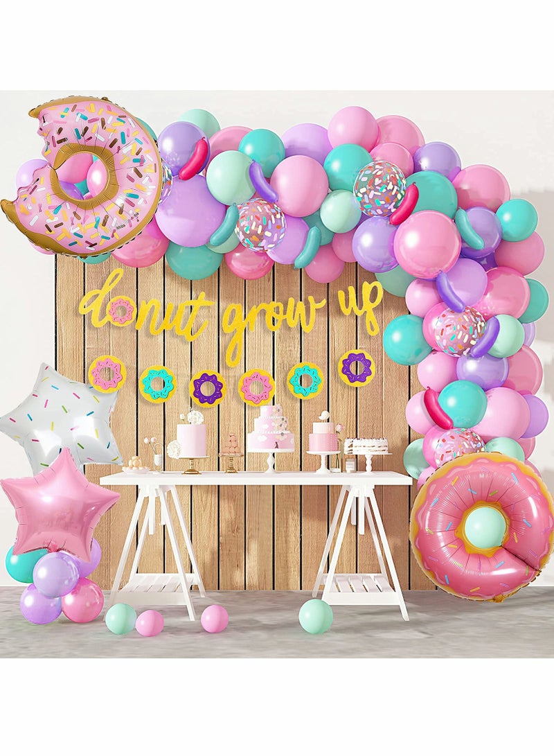 كابتن تيك Donut Birthday Party Decorations Set with 82 Pcs Balloons and Garland for Fun Celebrations - Image 1