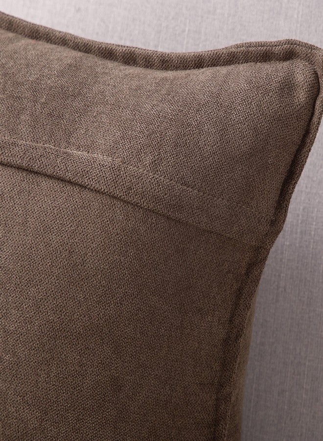 MADIZZ Set of 2 Short Chenille Throw Pillow Covers 20x20 Inch Coffee Soft Decorative Cushion Cover for Sofa Bedroom Pillow Shell - Image 2