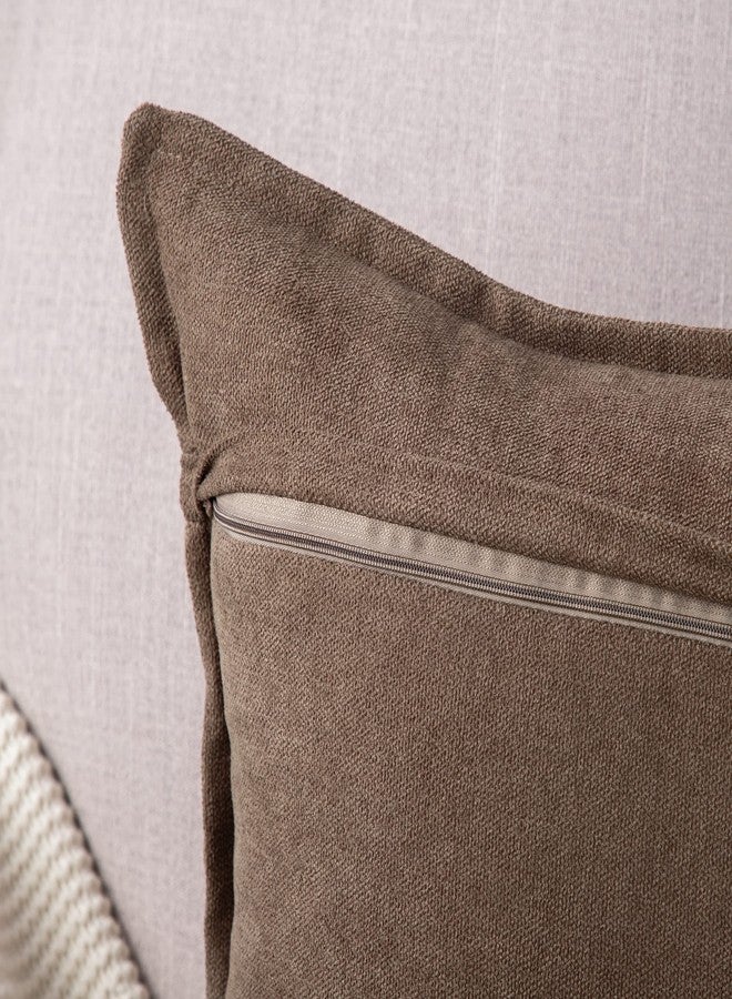 MADIZZ Set of 2 Short Chenille Throw Pillow Covers 20x20 Inch Coffee Soft Decorative Cushion Cover for Sofa Bedroom Pillow Shell - Image 3