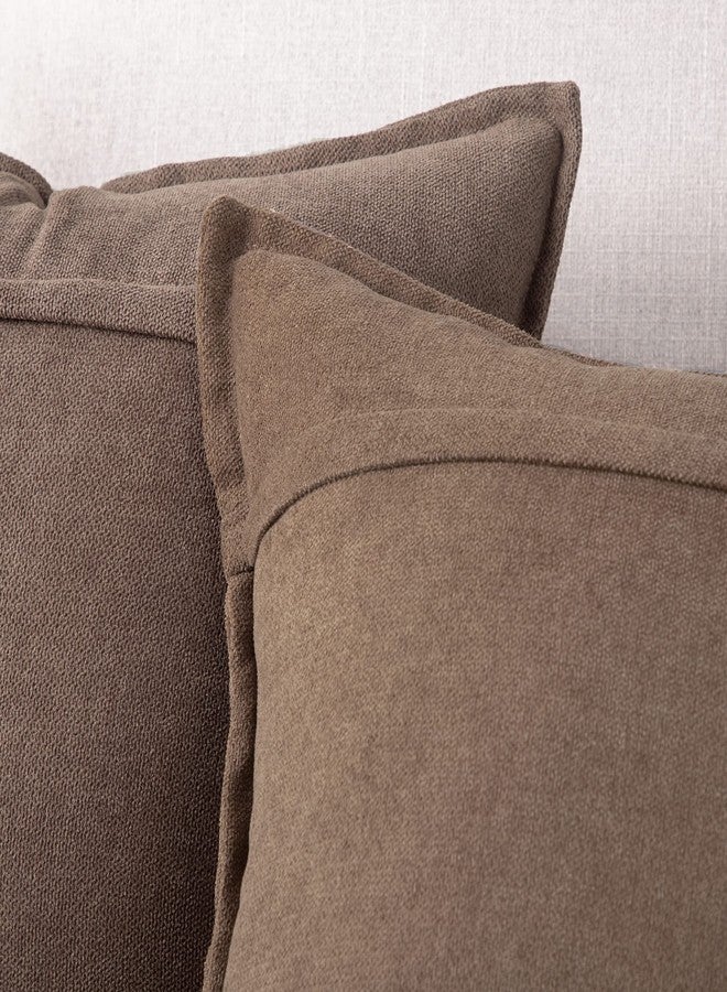 MADIZZ Set of 2 Short Chenille Throw Pillow Covers 20x20 Inch Coffee Soft Decorative Cushion Cover for Sofa Bedroom Pillow Shell - Image 5