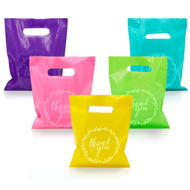 TOSPARTY 100PCS Thank You Merchandise Bags 5 Kinds of Color Colorful Party Gift Bag Candy Cookie Bags for Birthday Party Baby Shower Wedding Christmas Retirements - Image 2