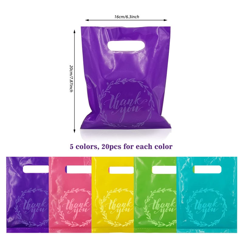 TOSPARTY 100PCS Thank You Merchandise Bags 5 Kinds of Color Colorful Party Gift Bag Candy Cookie Bags for Birthday Party Baby Shower Wedding Christmas Retirements - Image 3