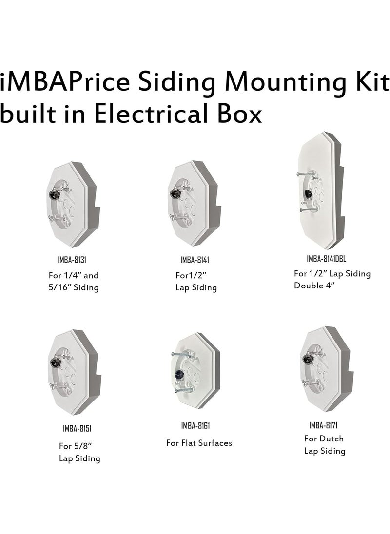 iMBAPrice iMBAPrice IMBA81412 White Vinyl Vertical Siding Lamp Octagon Mounting Kit with Builtin Electrical Box for 12 Inch 05 Outdoor Vertical Siding LAP 2Pack  - Image 3