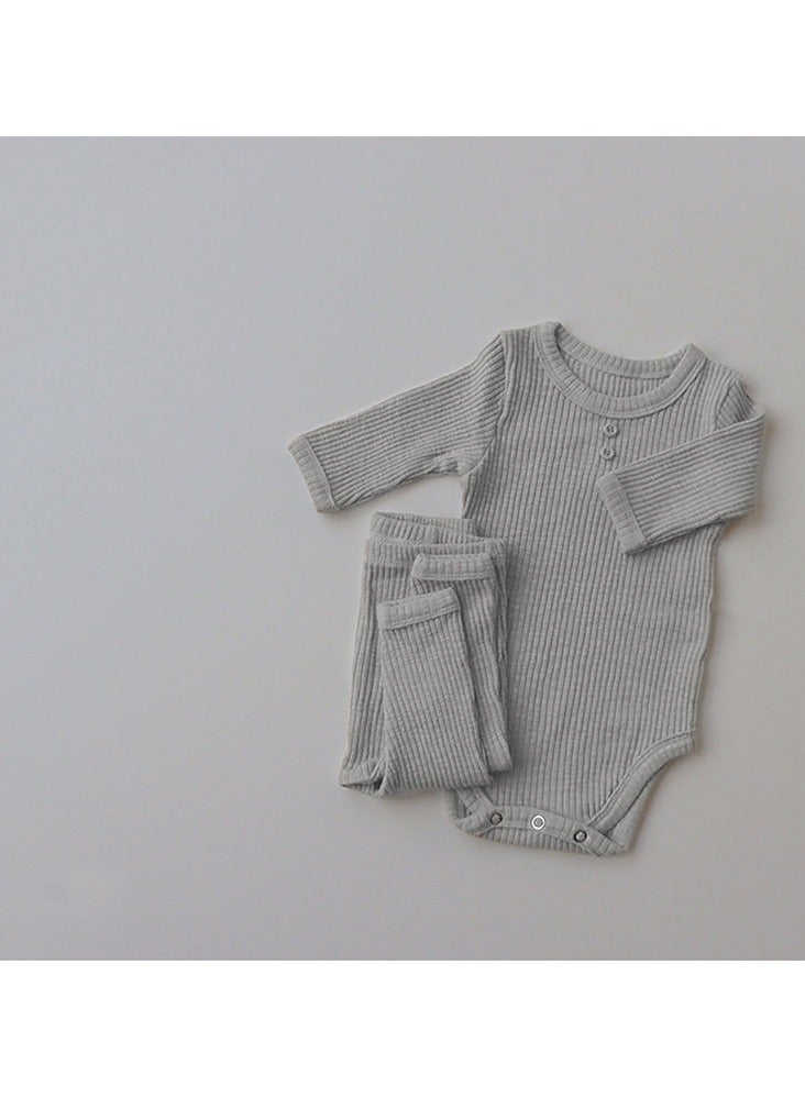 Baby Climbing Clothes Gray Baby Onesie + Pants Set - Image 1