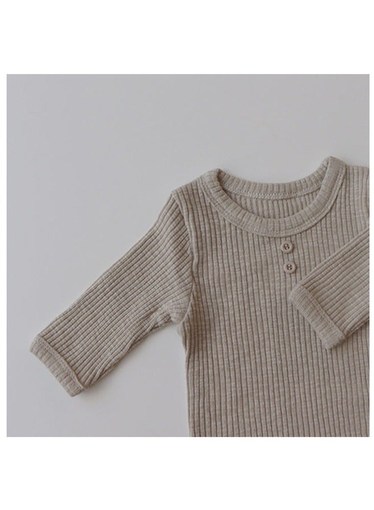 Baby Climbing Clothes Gray Baby Onesie + Pants Set - Image 4