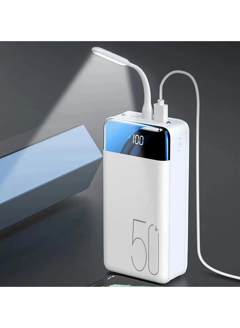 Mirror Screen Digital Display 50000mAh Power Bank - High-Capacity Portable Charger with Dual USB Ports, Fast Charging, and LED Indicator - Ideal for Smartphones, Tablets, and USB Devices