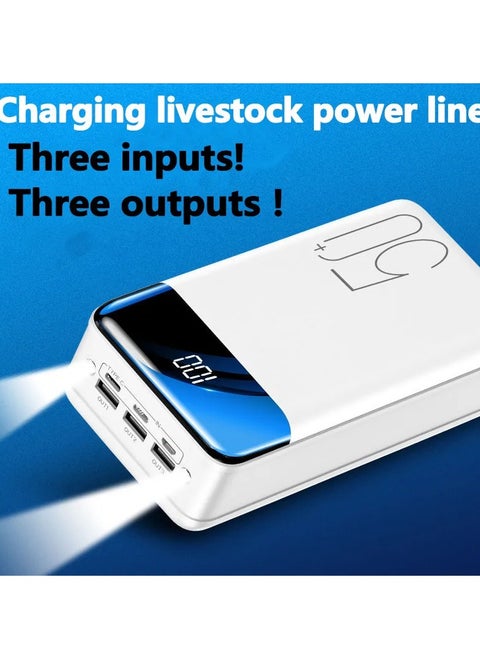 Mirror Screen Digital Display 50000mAh Power Bank - High-Capacity Portable Charger with Dual USB Ports, Fast Charging, and LED Indicator - Ideal for Smartphones, Tablets, and USB Devices