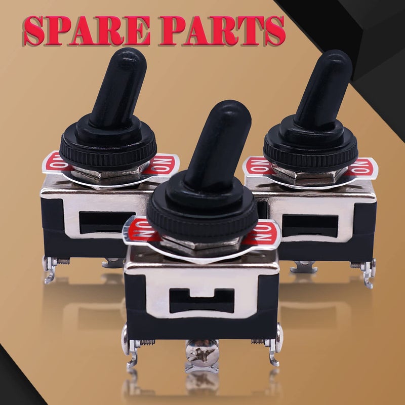 Twidec /3Pcs Heavy Duty Rocker Toggle Switch 16A 250V AC SPDT 2 Position 3 Pin ON/ON Switch with Metal Bat Waterproof Boot Cap Cover Ten-1121-B102 - Image 4