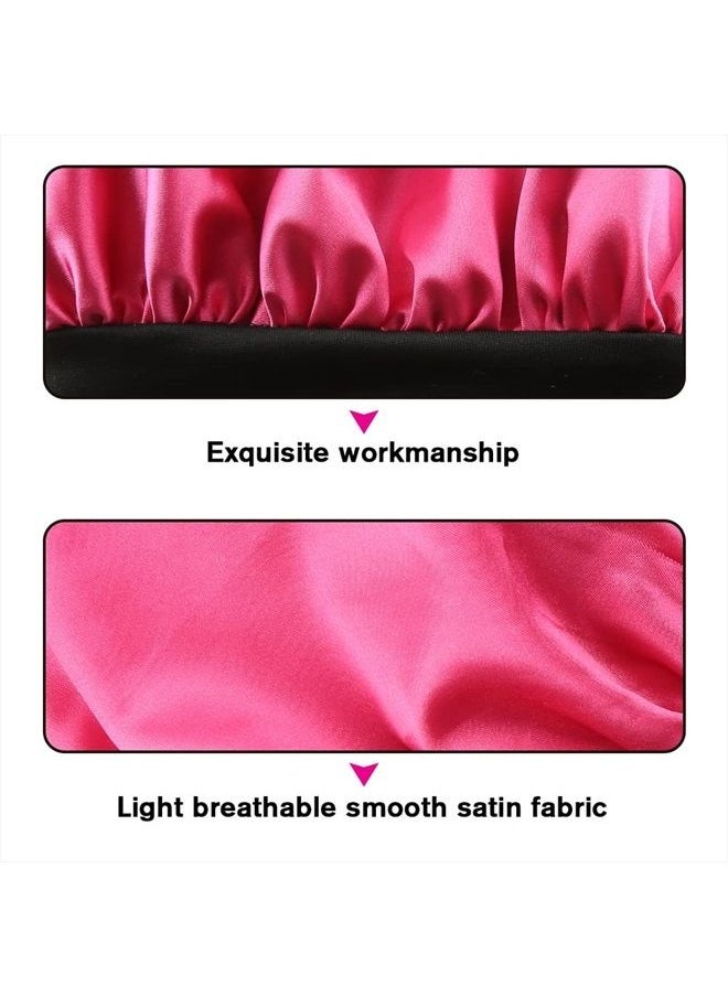 sent hair Kids Satin Bonnet Sleep Cap for Natural Hair Double Layers Hair Bonnet Wide Elastic Band Night Sleep Hat for Baby Toddler Child Teens (Rose Red)  - Image 3