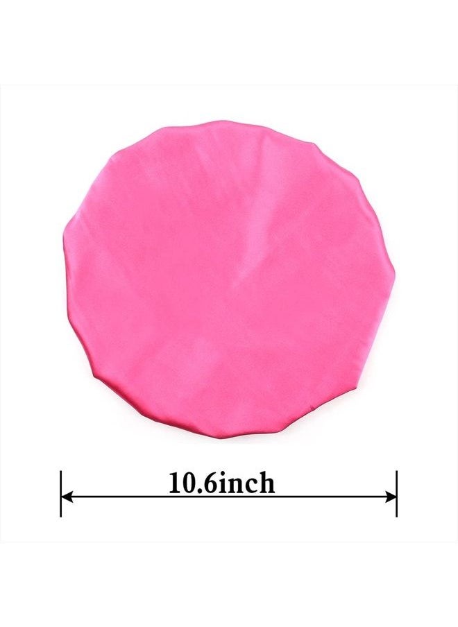 sent hair Kids Satin Bonnet Sleep Cap for Natural Hair Double Layers Hair Bonnet Wide Elastic Band Night Sleep Hat for Baby Toddler Child Teens (Rose Red)  - Image 2