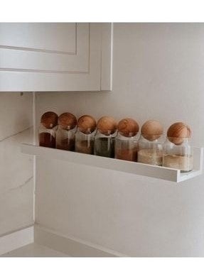 Fbz Home Set of 7 300 ml Glass Spice Jars, Snacks and Sugar Bowls with Wooden Ball Lids 
