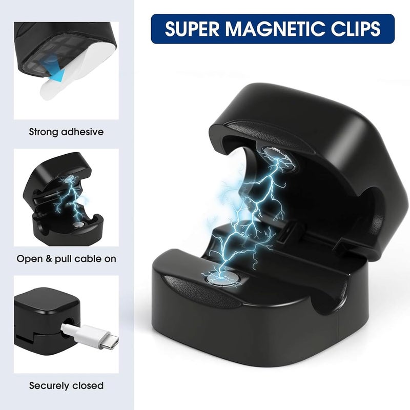 LINJIE Cord Organizer Holder,8 Pcs Magnetic Cord Organizer, Wire Holder Keeper Organizer Management, Hide Or Organize Usb Charger Cable Sutible For Home/Office/Table Edges/Table Corners - Image 2