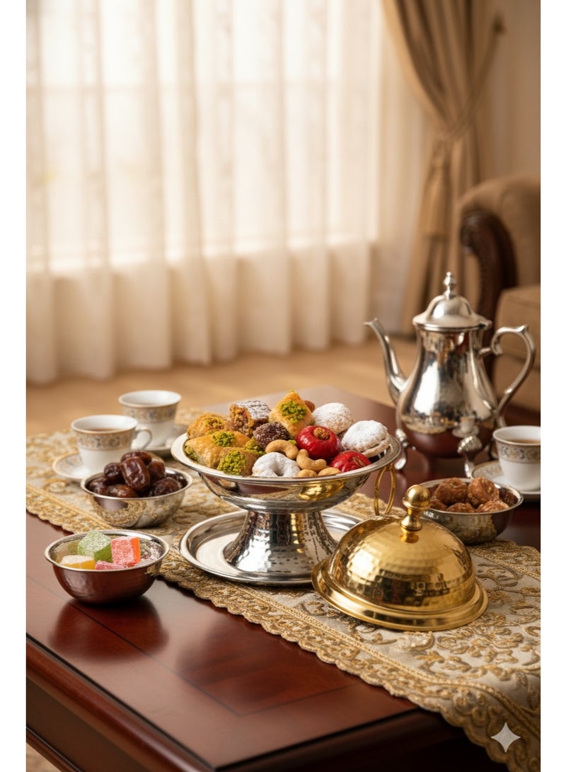 طبق ثامر ستانلس ستيل بغطاء – 14 سم – تصميم فاخر للضيافة - Image 2