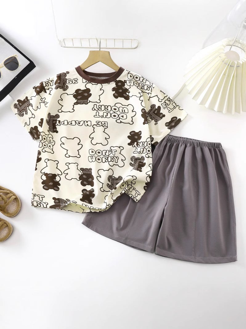 Ice Porcelain Cotton Short Sleeve Shorts Suit Children'S Home Clothing Air Conditioning Clothing Thin Children'S Clothing A Generation Of Hair - Image 4