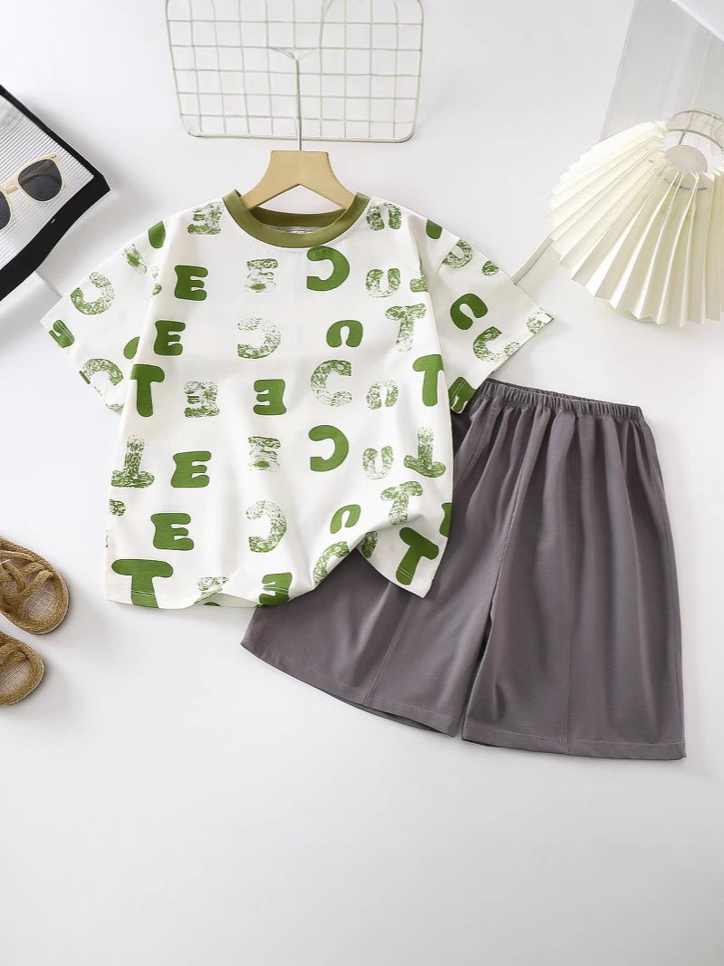 Ice Porcelain Cotton Short Sleeve Shorts Suit Children'S Home Clothing Air Conditioning Clothing Thin Children'S Clothing A Generation Of Hair - Image 3