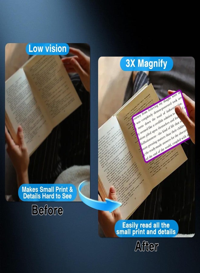 NebulaFlicker 3 PCs Magnifying Sheet Lightweight Page Magnifier for Reading 3X Fresnel Lens with 3 PCs Magnifying Ruler and 3 PCs Magnifying Bookmark for Low Vision & Seniors - Image 3