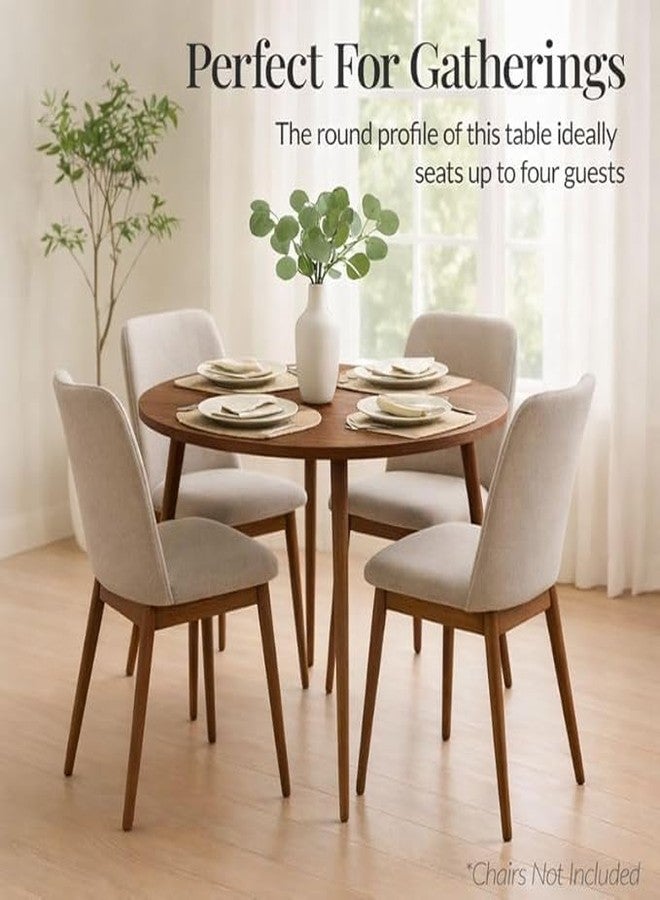 carpentray 24x24 inch Round Sheesham Wood 4 Seater Dining Table Only for Dining Room | Wooden Only Dining Table Without Chairs for Home & Kitchen | (Walnut, 24x24x30 inch) - Image 2