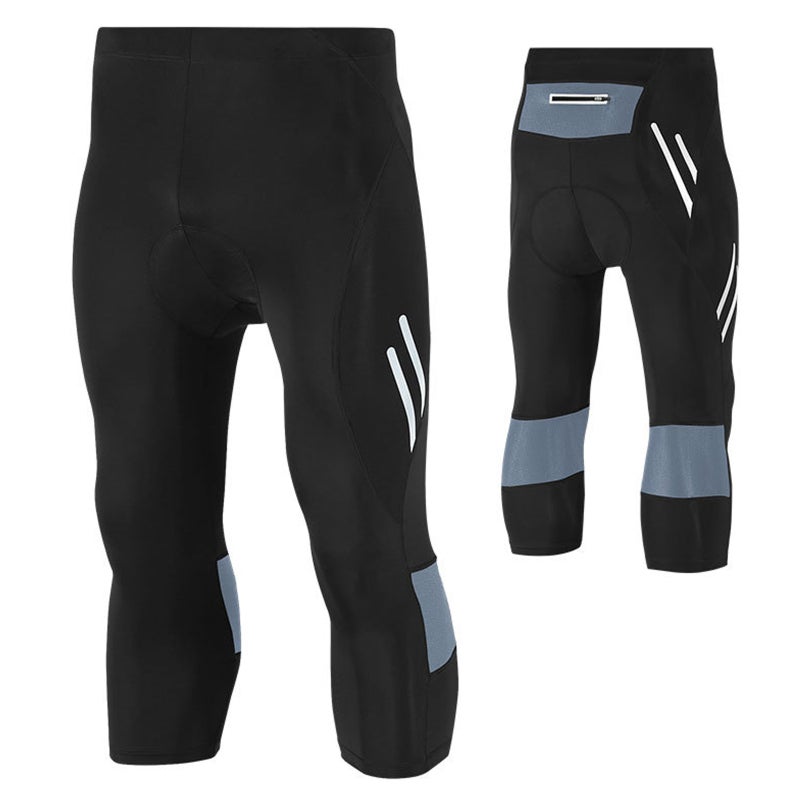 Compression Pant: Grey M Moisture-wicking Breathable Nylon-spandex Blend - Reflective Strip Stretch Fabric for Intense Workouts Nighttime Outdoor Sports - Image 1