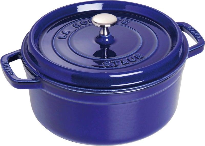 STAUB Cast Iron Roaster/Cocotte, Round, 5 L, Dark Blue, 26 cm - Image 4