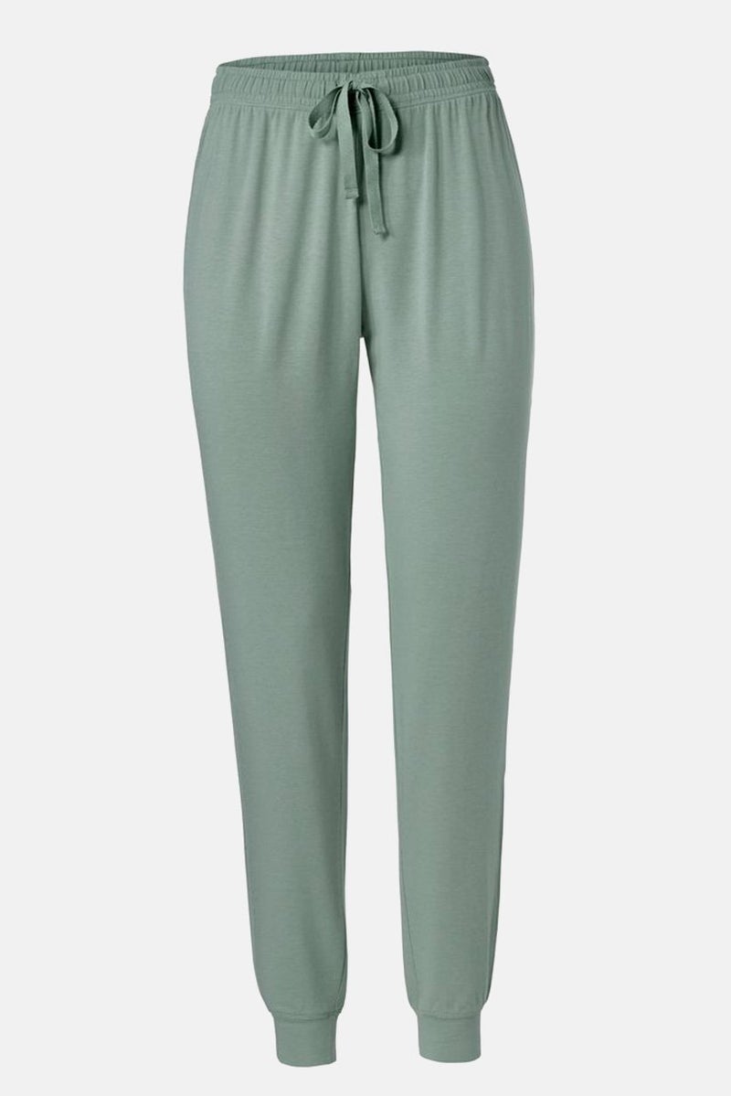 Tchibo Women Regular Fit Plain Stretchable Pants, Sage Green - Image 3