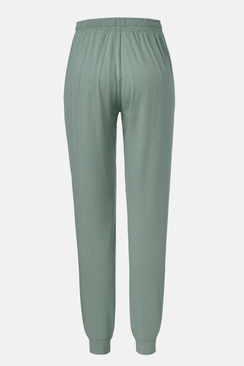 Tchibo Women Regular Fit Plain Stretchable Pants, Sage Green - Image 2