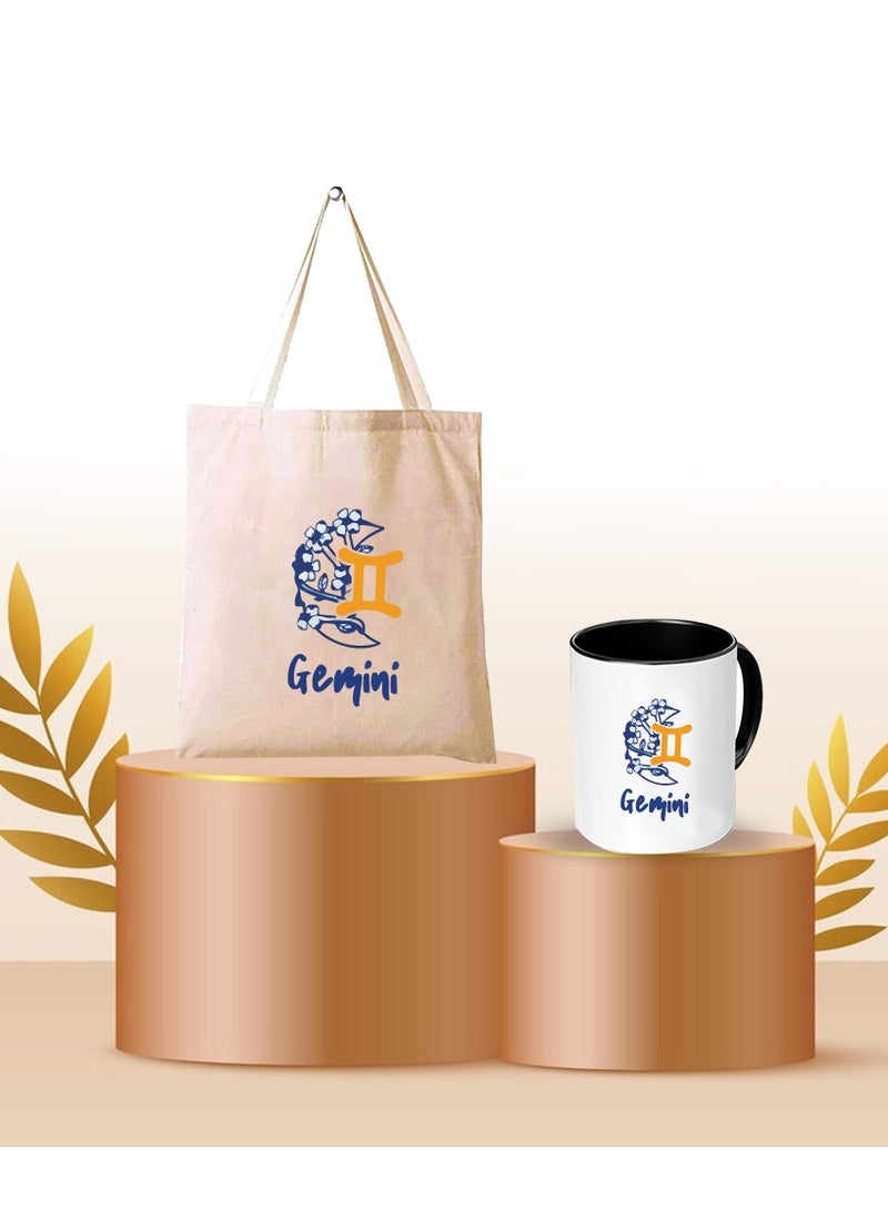 PRINTSHOP4ME Zodiac Pack of 2 Combo - Eco-Friendly Cotton Tote Bag and Two-Tone Coffee Mug Set - Perfect Astrology Gift - GiftSet for Astrology Fans - Image 2