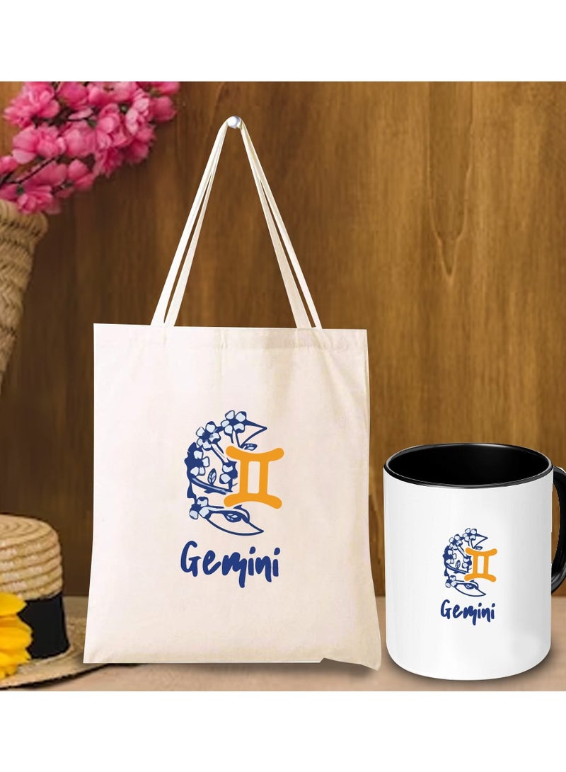 PRINTSHOP4ME Zodiac Pack of 2 Combo - Eco-Friendly Cotton Tote Bag and Two-Tone Coffee Mug Set - Perfect Astrology Gift - GiftSet for Astrology Fans - Image 3