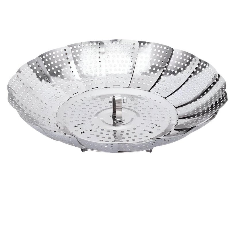 Durable stainless steel steam cooker, foldable, ideal for vegetables and seafood, and for multifunctional cooking needs - Image 1