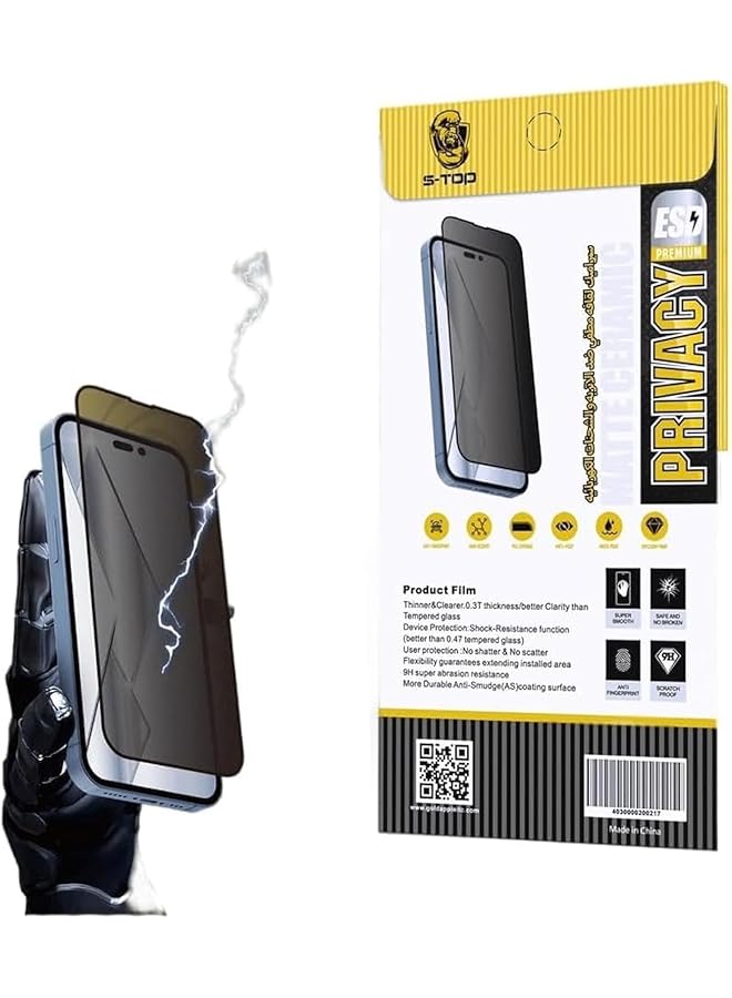 S-TOP Privacy Tempered Ceramic Compitable With Iphone 15 Screen Protector With Anti Fingerprint Coating Anti Spy And Bubble Free Application Iphone 15 Pro Max - Image 1