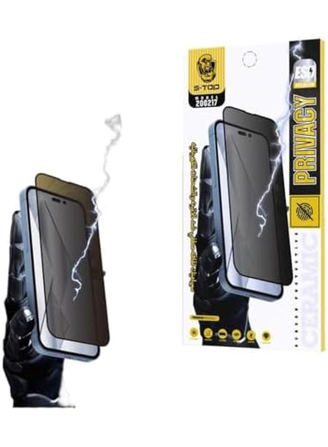 S-TOP Privacy Tempered Ceramic Compitable With Iphone 15 Screen Protector With Anti Fingerprint Coating Anti Spy And Bubble Free Application Iphone 15 Pro Max - Image 5