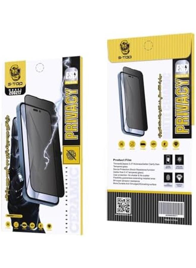 S-TOP Privacy Tempered Ceramic Compitable With Iphone 15 Screen Protector With Anti Fingerprint Coating Anti Spy And Bubble Free Application Iphone 15 Pro Max - Image 4
