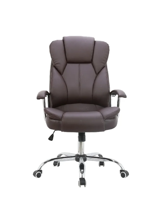 Micasa Pu Durable Soft Seat And Backrest Office Chair With 5 Caster Wheel Base Brown 33.2 X 64.2 X 77.6 Cm Hc-57B Brown