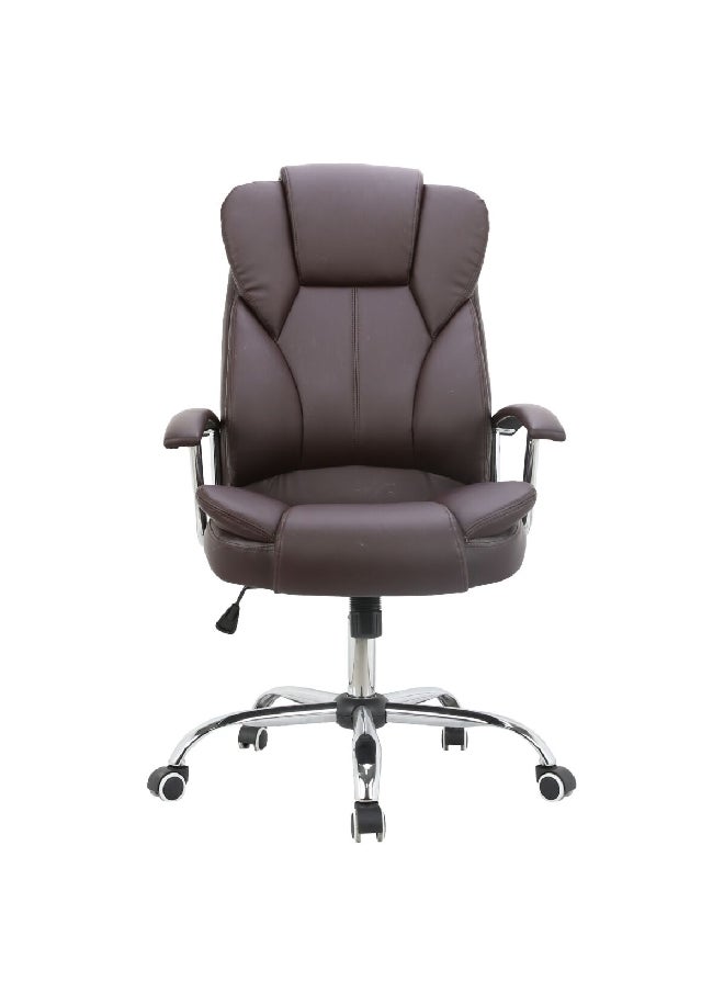 Pu Durable Soft Seat And Backrest Office Chair With 5 Caster Wheel Base Brown 33.2 X 64.2 X 77.6 Cm Hc-57B Brown - pzsku/Z36F547C111BA93AAA533Z/45/_/1702375238/f56e1177-7a89-47c9-8b57-64a997d82f61