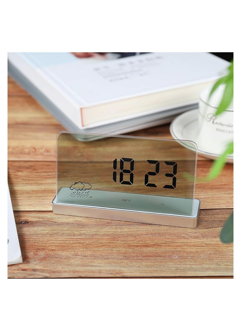 Excefore - Alarm Clock for Bedroom, 3 Lould Alarms, Transparent LCD Display with Indoor Temperature and Humidness, Endurance Over 40 Days, Future Digital Clock for Gifts - Image 1
