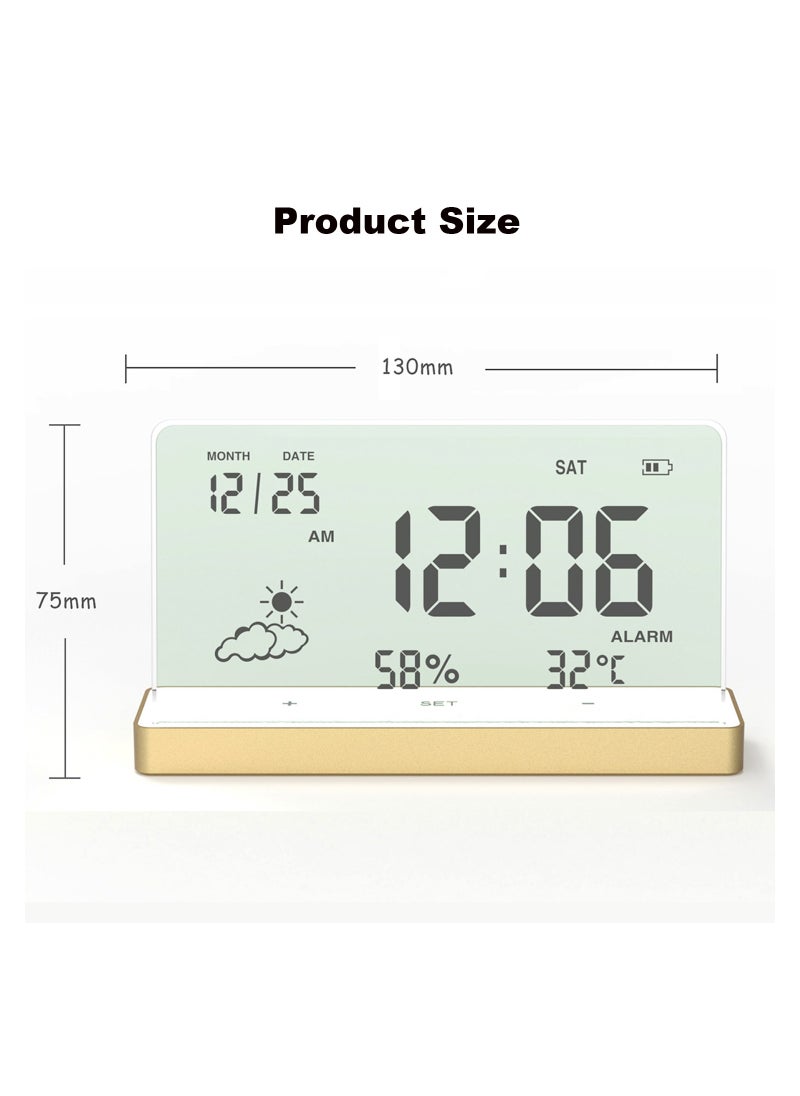 Excefore - Alarm Clock for Bedroom, 3 Lould Alarms, Transparent LCD Display with Indoor Temperature and Humidness, Endurance Over 40 Days, Future Digital Clock for Gifts - Image 1