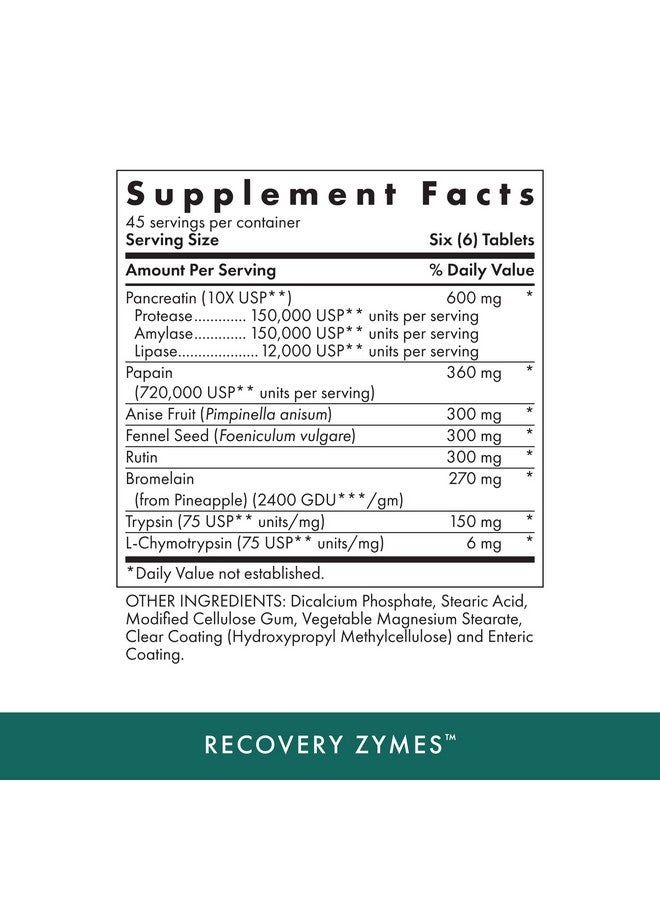 MICHAEL'S Health Naturopathic Programs Recovery Zymes - 270 Enteric Coated pH Stable Tablets - Proteolytic Enzyme Supplement - Supports Natural Inflammatory Response - 45 Servings - Image 2