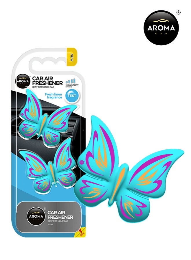 أروما معطر جو للسيارة برائحة الكتان المنعش بتصميم فراشة - معطر أنيق، مقاوم للانسكاب، وذو رائحة جميلة تدوم طويلًا لأي مركبة (عبوة من قطعتين) - Image 1