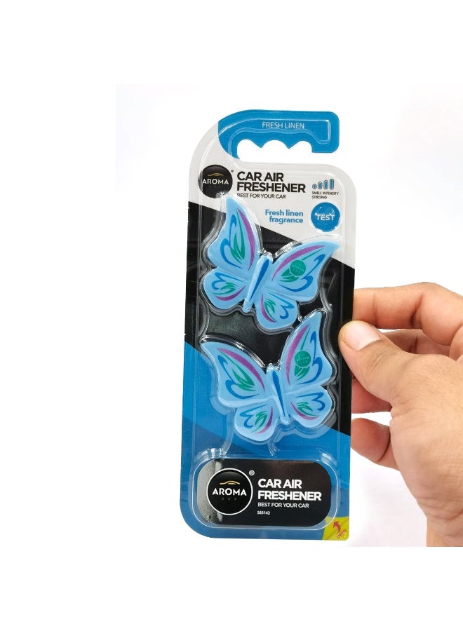 أروما معطر جو للسيارة برائحة الكتان المنعش بتصميم فراشة - معطر أنيق، مقاوم للانسكاب، وذو رائحة جميلة تدوم طويلًا لأي مركبة (عبوة من قطعتين) - Image 5