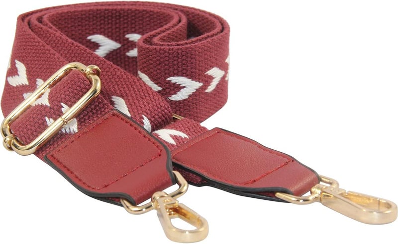 Duwi Wide Purse Strap Jacquard Guitar Style Strap Multicolor Canvas Adjustable Crossbody Bag Strap(wine red，arrow) - Image 3