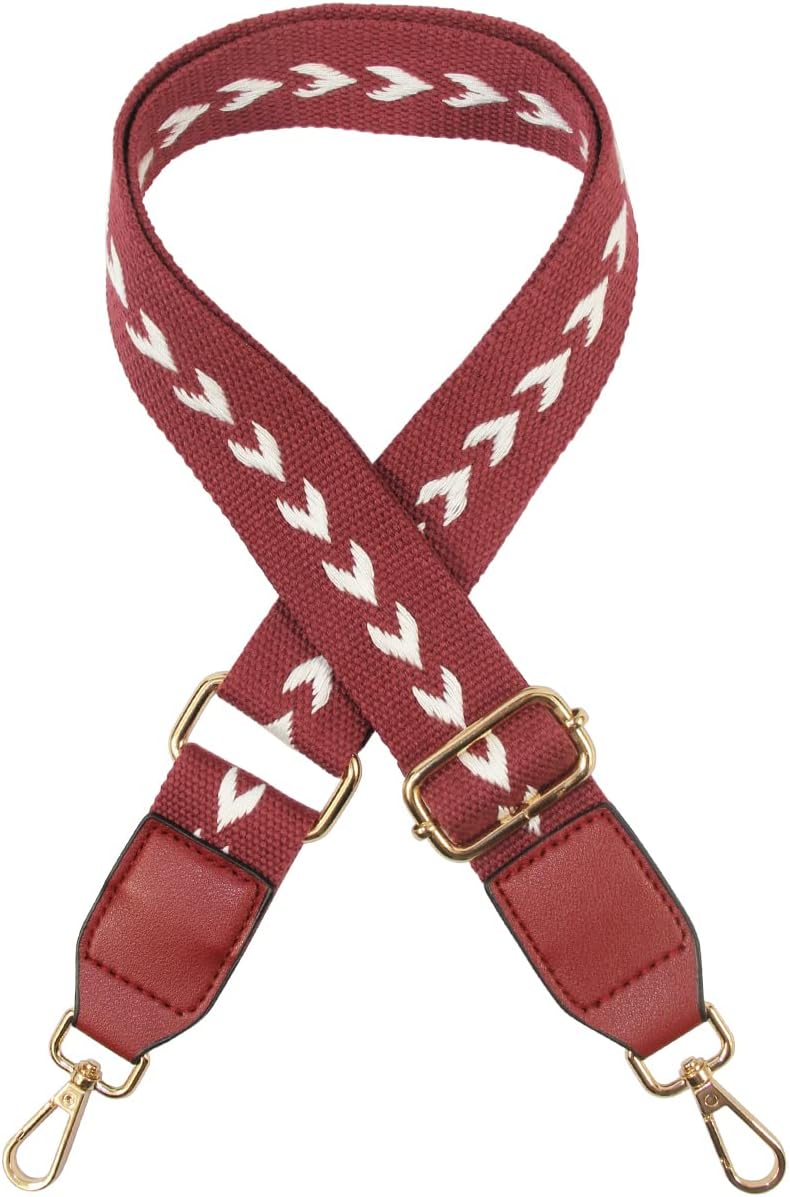 Duwi Wide Purse Strap Jacquard Guitar Style Strap Multicolor Canvas Adjustable Crossbody Bag Strap(wine red，arrow) - Image 1