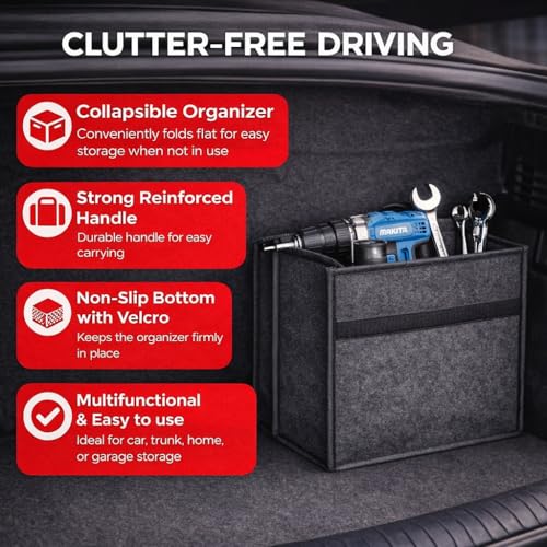 JVCV® 2 PACK - Car Trunk Boot Organizer, Car Storage and Organizer Anti Slip Car Accessories Organizer for Car, Suv, Sedan, Truck, Minivan Anti Slip Bottom (Small) - Image 5