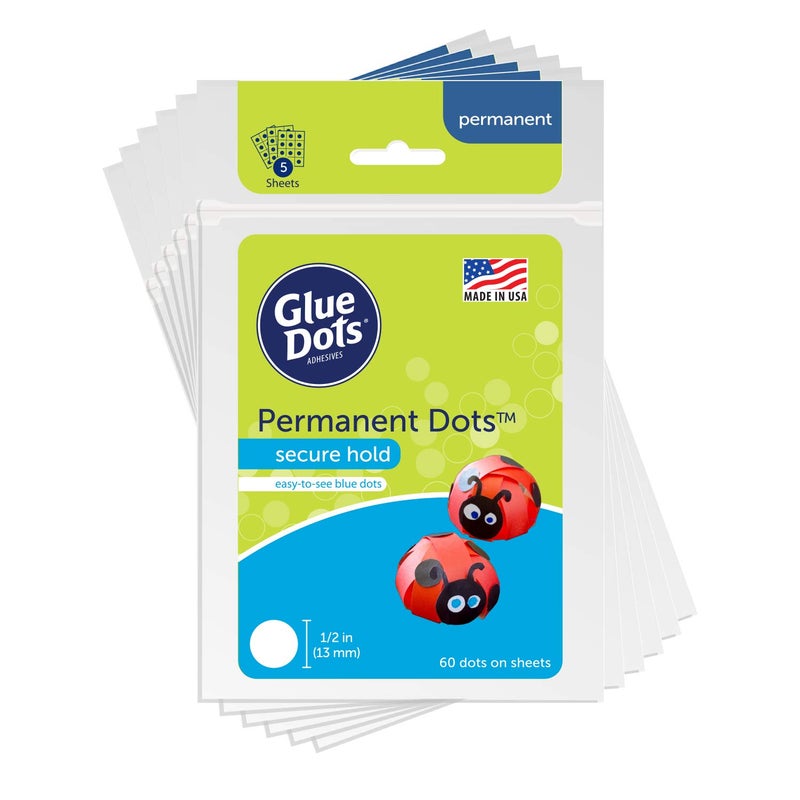 Glue Dots Double-Sided Permanent Dots, 6 Pack, 1/2'', Blue Tint, Pack of 360 (OF111PERM-AMZ) - Image 1