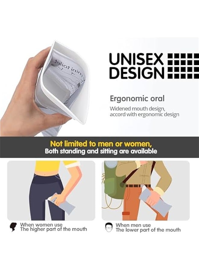 TRASSLE Emergency Portable Urine Bag, 12PCS 700ML Travel Urinal Bag, Unisex Travel Pee Bags, Disposable Urine Bag Suitable for Traffic Jam Emergency,Camping,Travel,Hiking, for Men Women Kids Patient  - Image 2