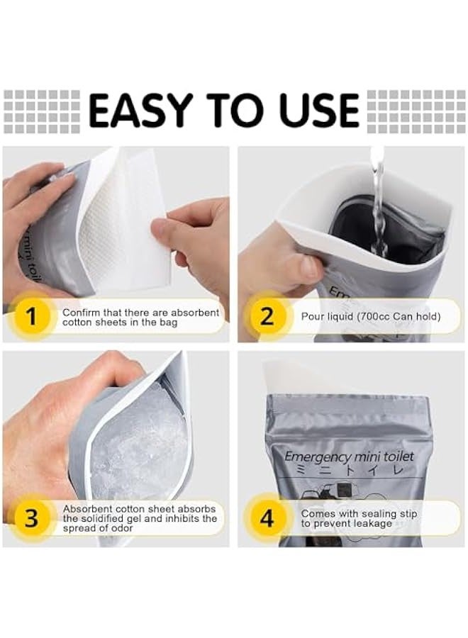 TRASSLE Emergency Portable Urine Bag, 12PCS 700ML Travel Urinal Bag, Unisex Travel Pee Bags, Disposable Urine Bag Suitable for Traffic Jam Emergency,Camping,Travel,Hiking, for Men Women Kids Patient  - Image 3