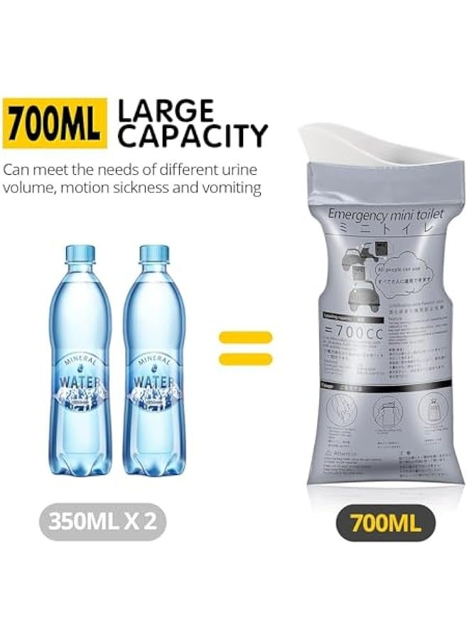 TRASSLE Emergency Portable Urine Bag, 12PCS 700ML Travel Urinal Bag, Unisex Travel Pee Bags, Disposable Urine Bag Suitable for Traffic Jam Emergency,Camping,Travel,Hiking, for Men Women Kids Patient  - Image 4