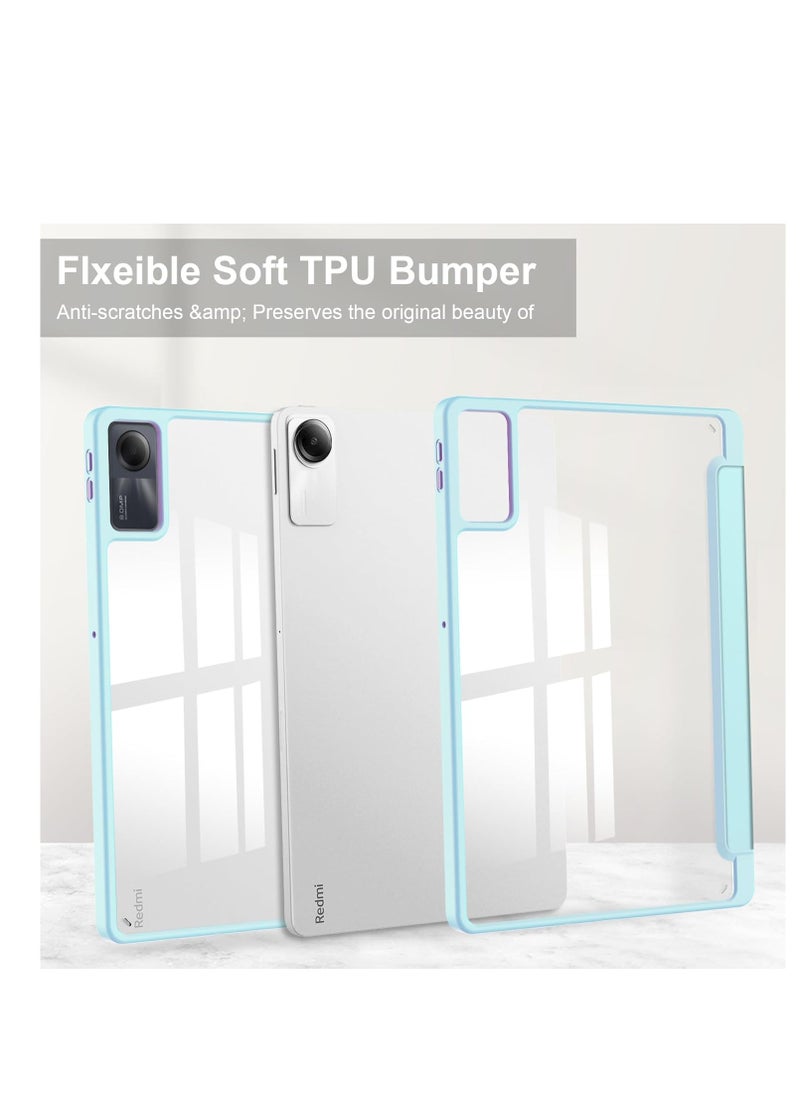 Case - 2023 Released Redmi Pad SE 11" Case, Clear Back Transparent with Pen Holder, Redmi Pad se Cover, Tablet Case with Auto Sleep Function, Trifold Stand, Shockproof, Lightweight (Redmi Pad SE, Blue Sky) - Image 1