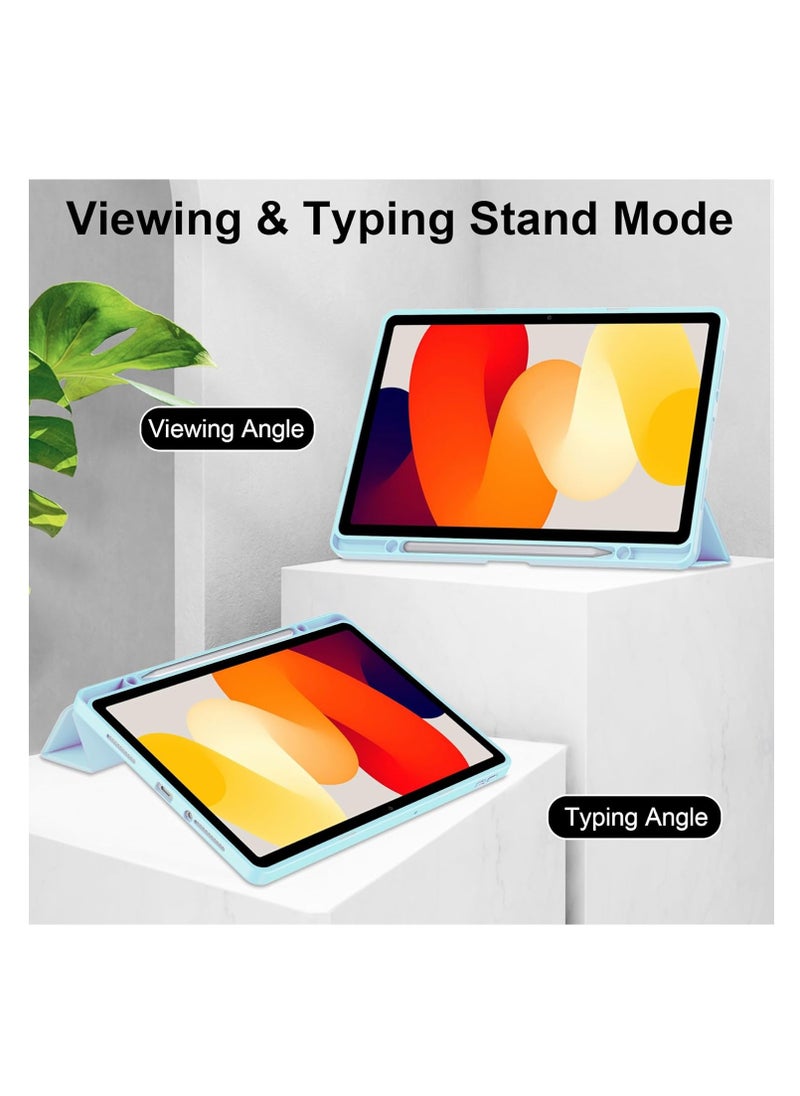 Case - 2023 Released Redmi Pad SE 11" Case, Clear Back Transparent with Pen Holder, Redmi Pad se Cover, Tablet Case with Auto Sleep Function, Trifold Stand, Shockproof, Lightweight (Redmi Pad SE, Blue Sky) - Image 1