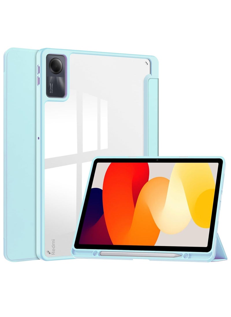 Case - 2023 Released Redmi Pad SE 11" Case, Clear Back Transparent with Pen Holder, Redmi Pad se Cover, Tablet Case with Auto Sleep Function, Trifold Stand, Shockproof, Lightweight (Redmi Pad SE, Blue Sky) - Image 1
