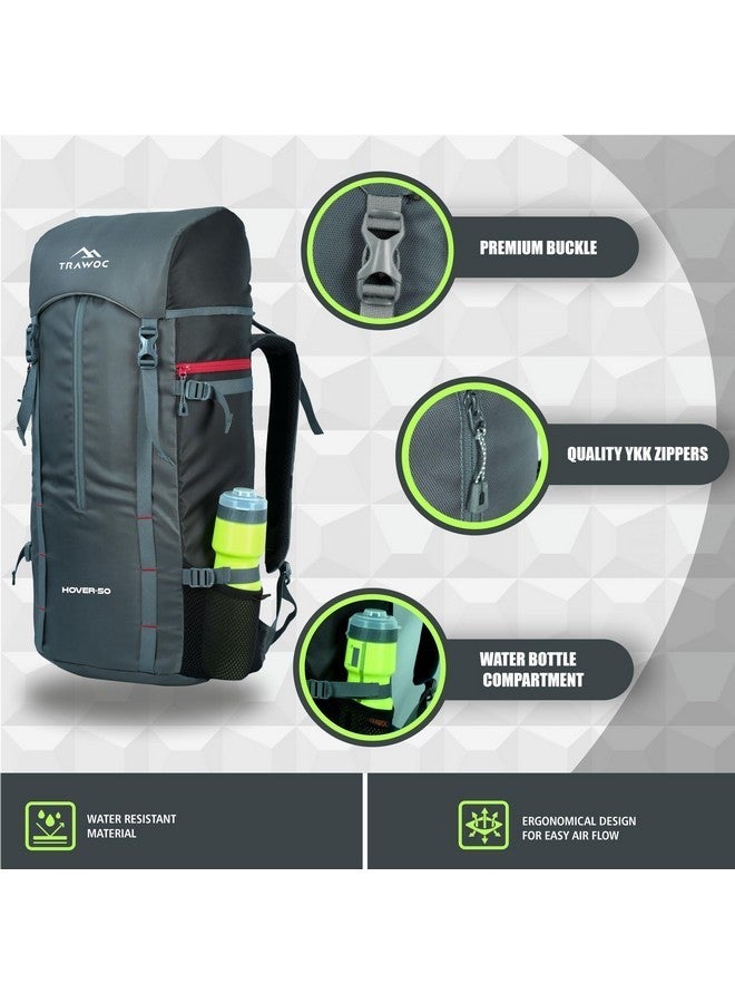 TRAWOC HOVER 50L Travel Backpack for Men & Women Trekking Hiking Rucksack Bag for Men & Women, LHK002, Grey - Image 2