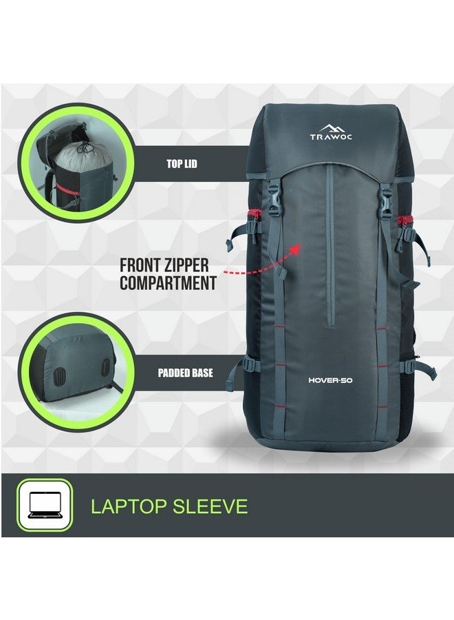 TRAWOC HOVER 50L Travel Backpack for Men & Women Trekking Hiking Rucksack Bag for Men & Women, LHK002, Grey - Image 5